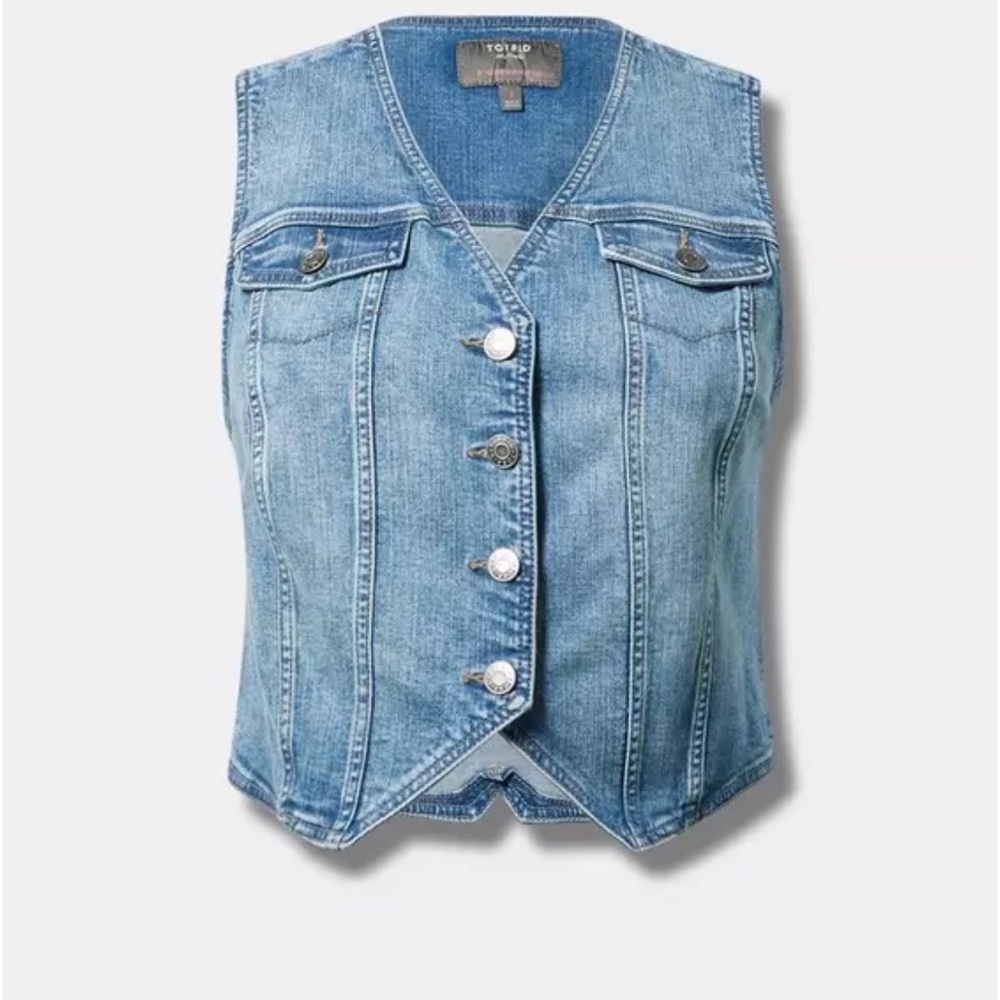Torrid Blue Denim Button Down Vest